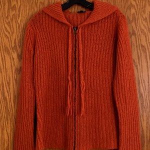 Wooden Ships Orange Mohair Zip Cardigan Sz M EUC